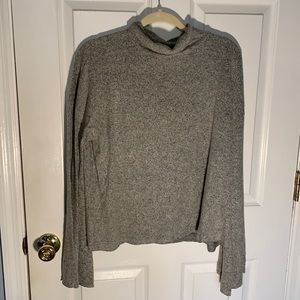 gray mock neck light sweater